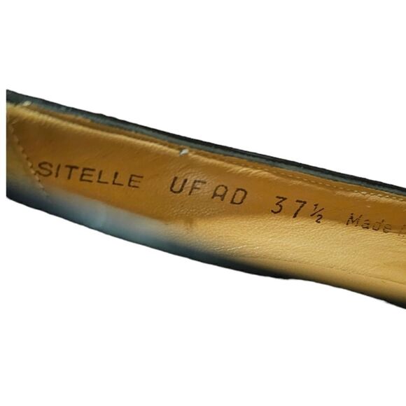 BALLY "Sitelle" Black Pinstriped Cloth Heels‎ - Size 37 1/2 - Picture 9 of 9